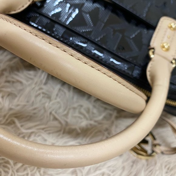 Michael Kors Shiny Black Monogram Satchel Bag - Picture 12 of 14